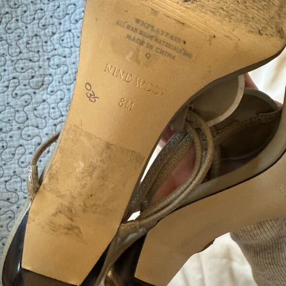 NINE WEST Tan Strappy Embellished Heel With Ankle Strap Size 8 Casual comfort - Picture 6 of 6